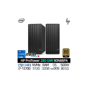 인텔 13세대 i7 데스크탑 본체 가정용 컴퓨터 사무용 PC 프로 TWR 280 G9 R 90N88PA_T4